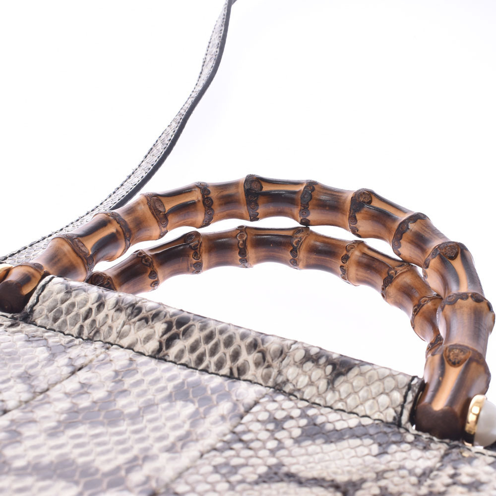Gucci Nimfair Ivory White Black Python Bamboo Bag - image 4